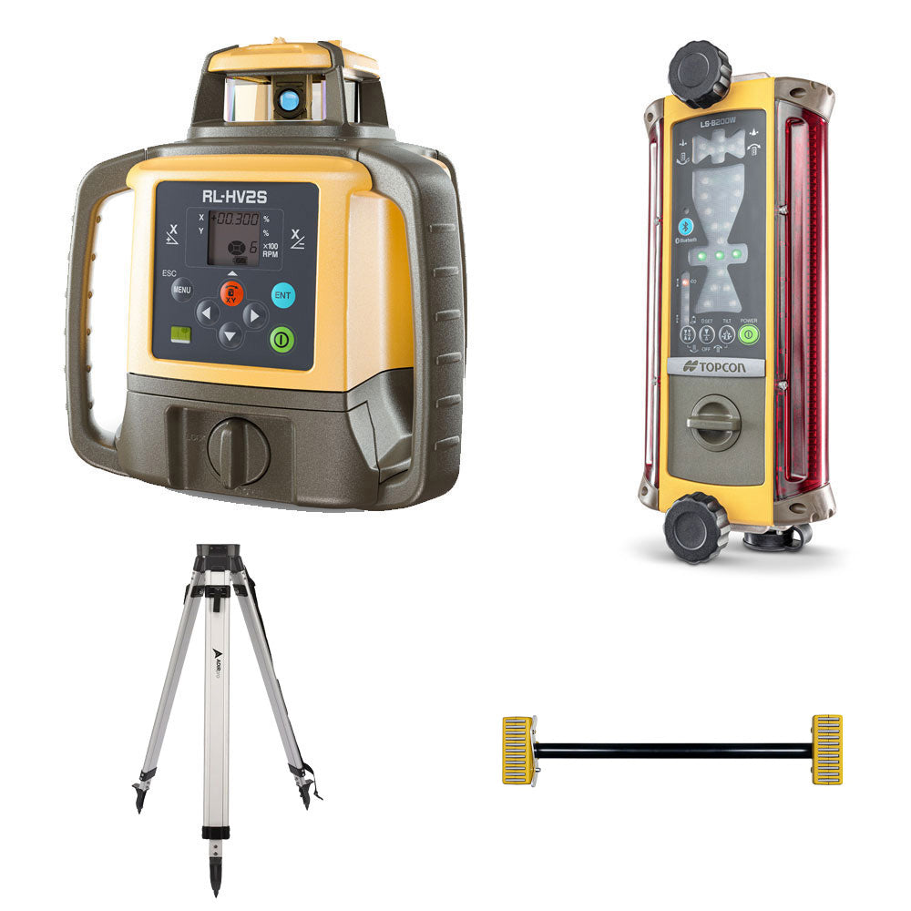 Excavator Machine Control Premium Package - Topcon HV2s Grade Laser, LS-B200W Machine Control Receiver, Magnetic Mount, and High Quality Tripod