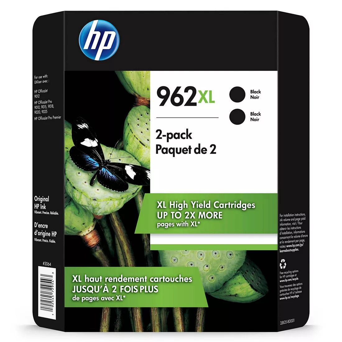 New, Pre-Owned - HP 962XL (3JB35BN) Black New, Pre-Owned - Ink Cartridge - 2 Pack