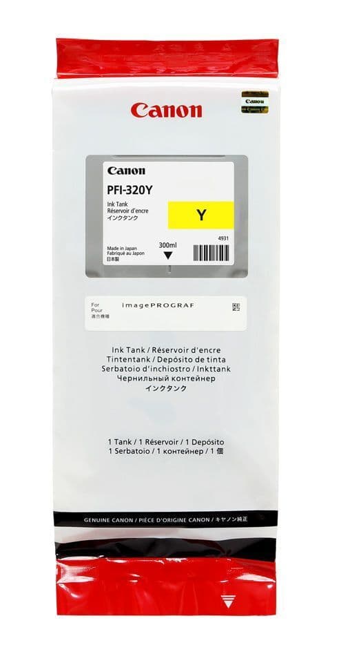 New, Pre-Owned - PFI-320Y 300ml High-Yield Yellow Ink Cartridge, 2893C001AA