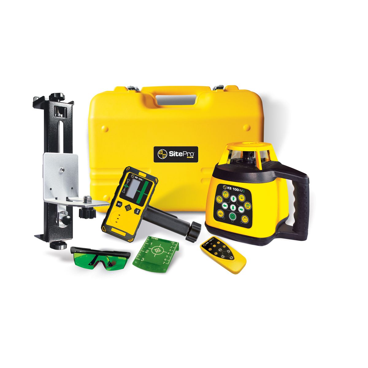 SitePro 27-KS100HVG-4T Green Beam Rotary Laser Complete Kit w/Tripod & Grade Rod (10ths)