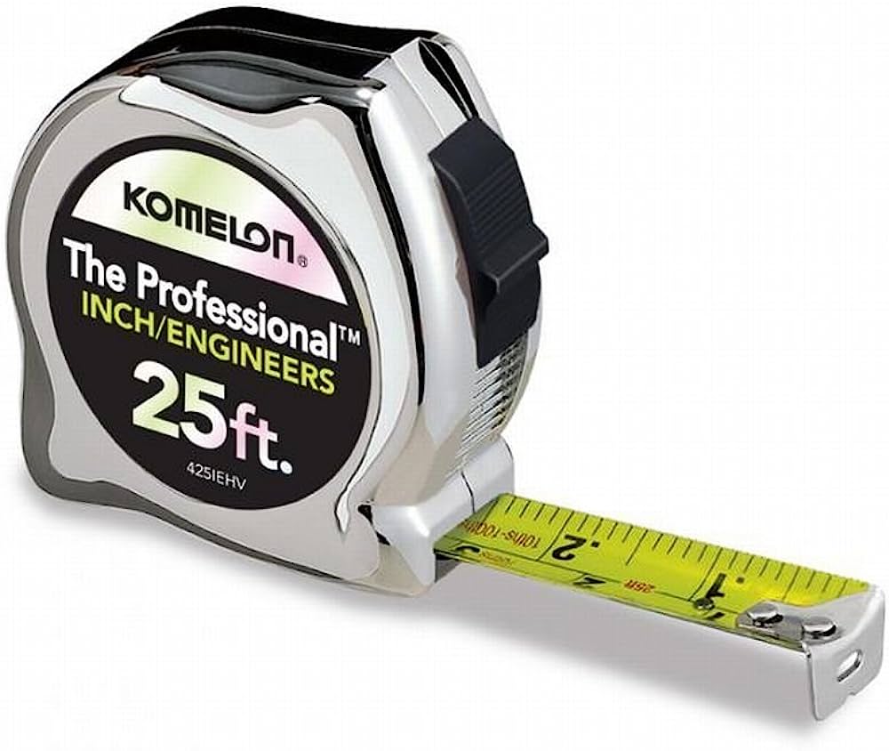 Komelon 425IEHV 1" X 25' Professional Nylon Coated Blade High Viz Inch/Tenths Power Tape