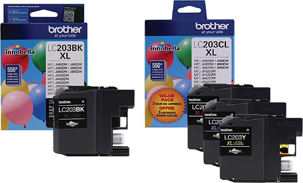 New, Pre-Owned - Brother LC203XL High Yield Black / 3 Color Ink Cartridge (4-Pack)