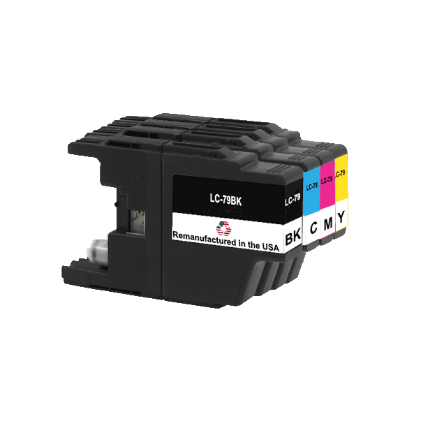 U.S. Remanufactured for Brother LC79 1 Black / 3 Color Ink Cartridges 4-pack
