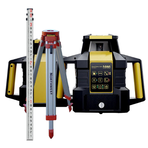 NWI NRL900HT-GK w/ Green Beam, APP, Auto Slope, Plumb Up & Down, LCD, Bluetooth, Heavy Duty Tripod & Grade Rod