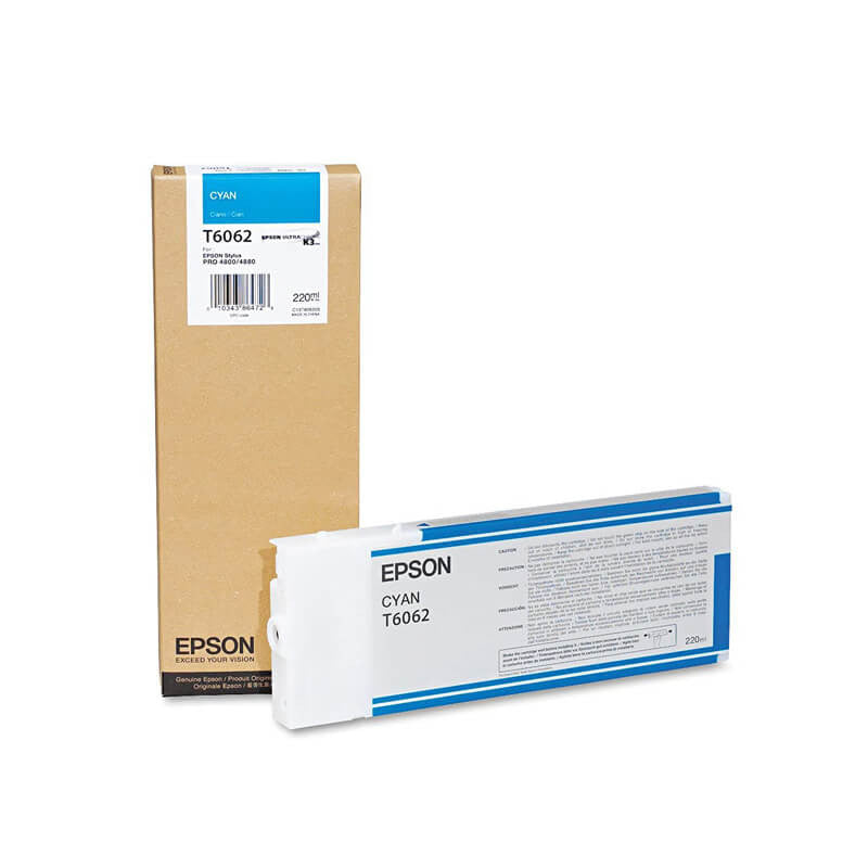 New, Pre-Owned - Epson (T6062) 220ml Cyan OEM Ink Cartridge, T606200