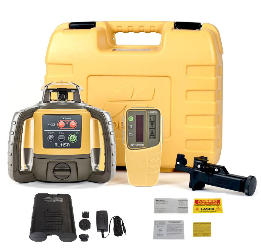 Topcon RL-H5A Horizontal Self-Leveling Rotary Laser w/ LS-100D Receiver & Rechargeable Battery 1021200-16