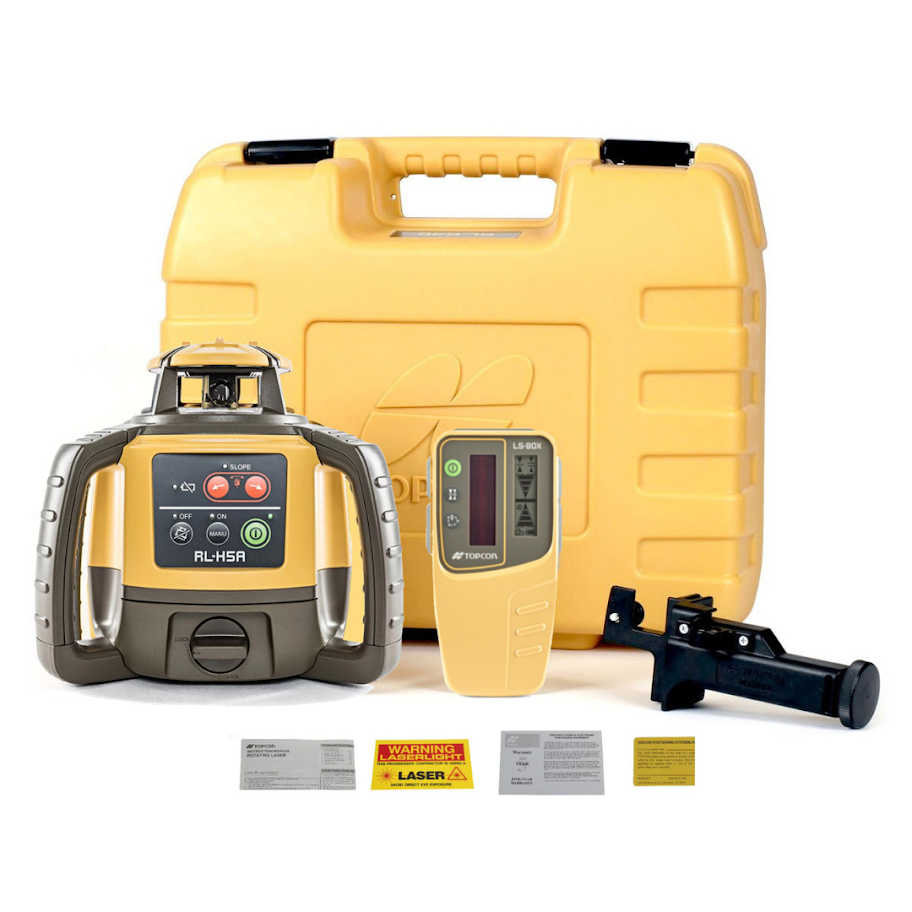 Topcon RL-H5A Rotary Laser w/LS-80X Receiver and Alkaline Battery Tray | 1021200-50