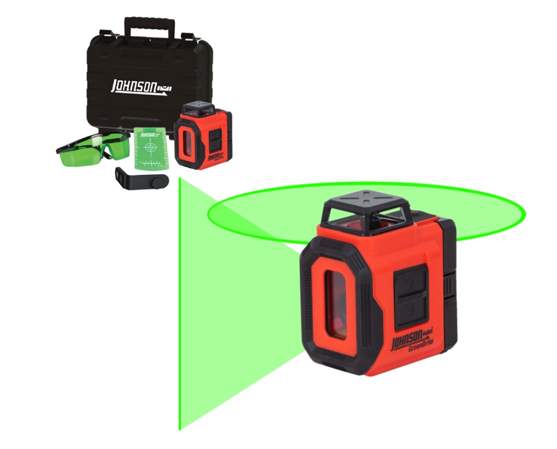 Johnson Levels 360-Degree Self-Leveling Green Beam Laser w/ Plumb Line Kit