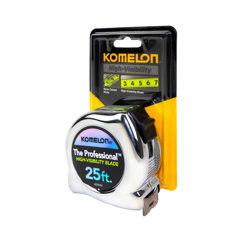 Komelon Chrome Professional Series with High Visibility Blade Tape Measure