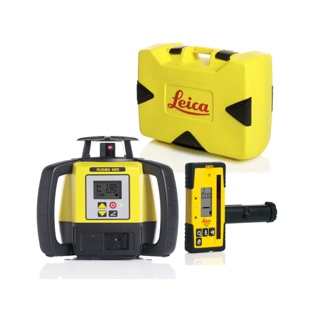 Leica Rugby 680 Dual Grade Laser Level w/Rod Eye 160 and Li-Ion Battery Pack | 6006010