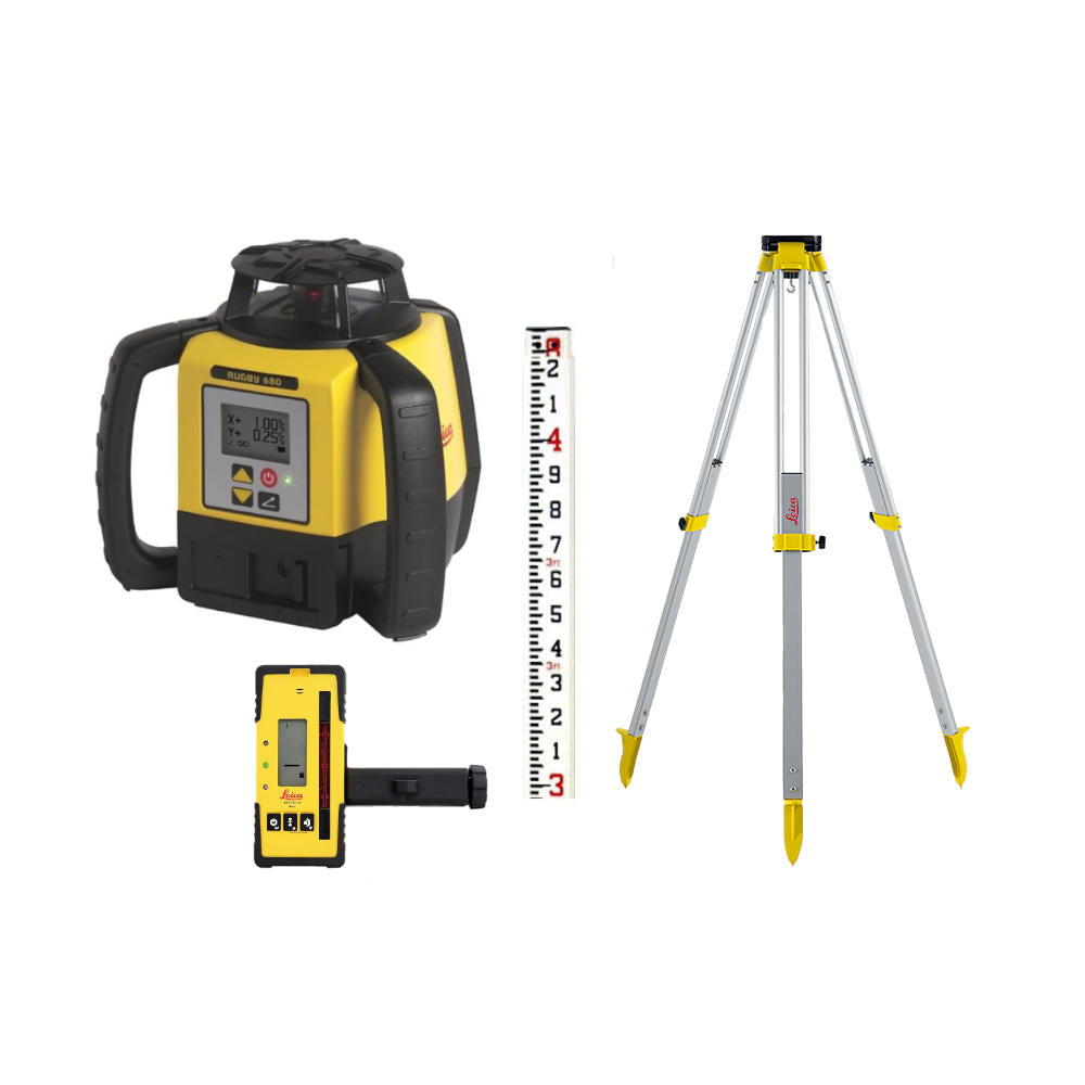 Leica Rugby 680 Rotary Laser Combo Package with 13' Leveling Rod (10th) | 6017670