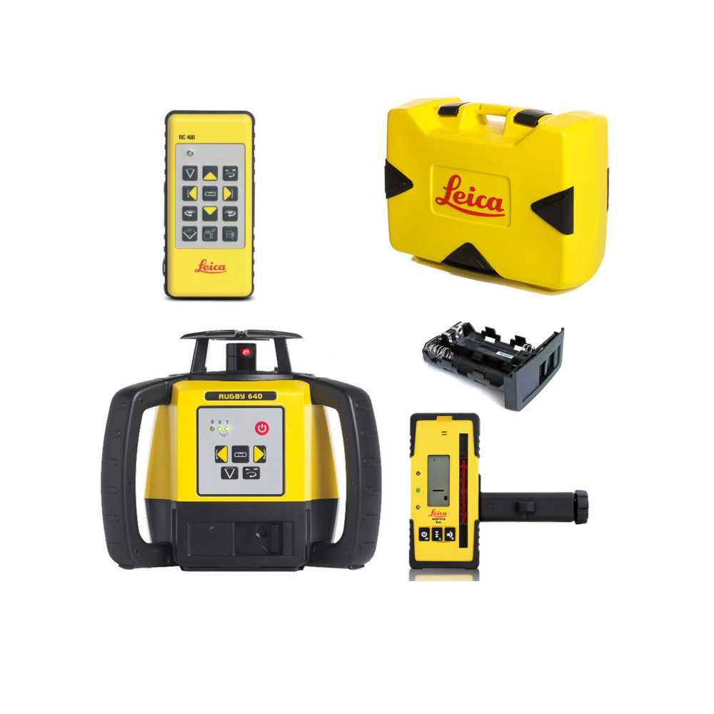 Leica Rugby 640 Rotary Laser w/Rod Eye 120 Receiver and RC400 Remote