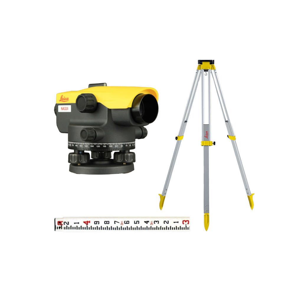Leica NA324 Automatic Level Package with Tripod and Leveling Rod