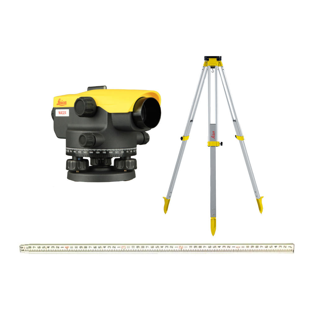 Leica NA324 Automatic Level Package with Tripod and Leveling Rod