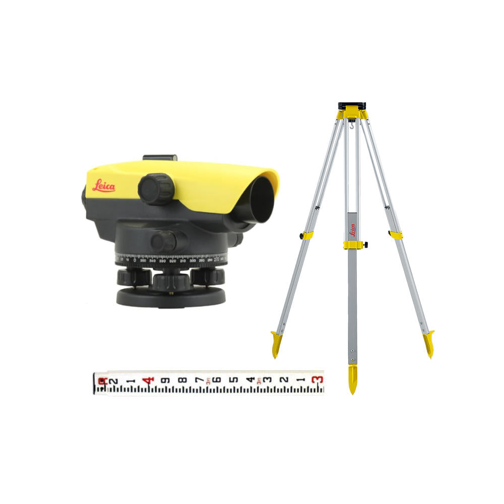 Leica NA524 Automatic Level Package with Tripod and Leveling Rod