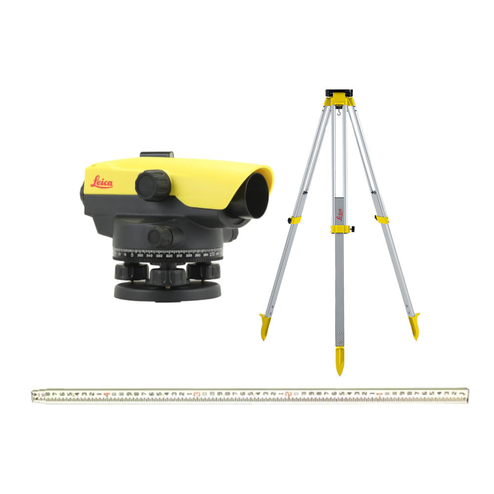 Leica NA524 Automatic Level Package with Tripod and Leveling Rod
