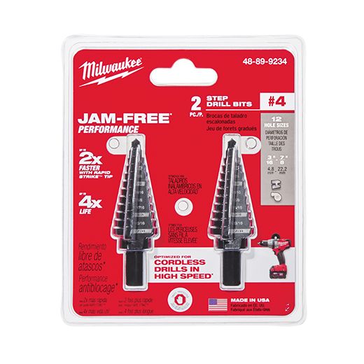 Milwaukee 48-89-9234 Step Drill Bit Set #4 3/16" - 7/8" - 2PC