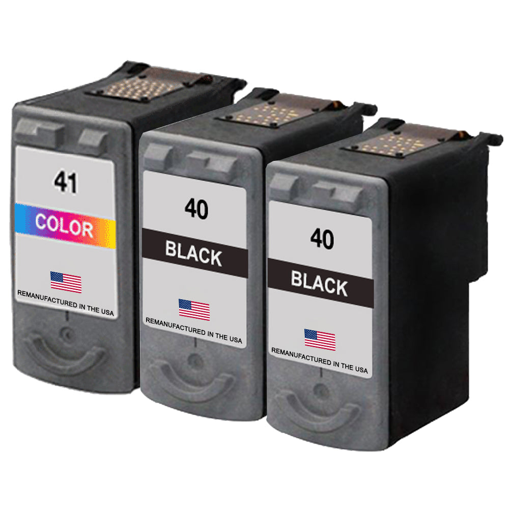 U.S. Remanufactured for Canon PG-40 2 Black / CL-41 1 Color Ink Cartridge 3-Pack