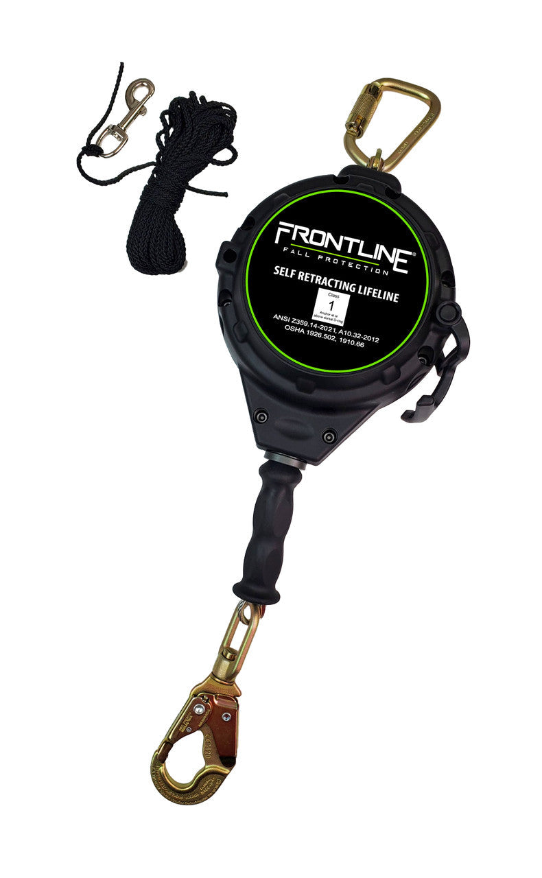 Frontline RPG30 30' Cable Single Leg SRL with Steel Snap Hook End with Carry on Handle and Tagline