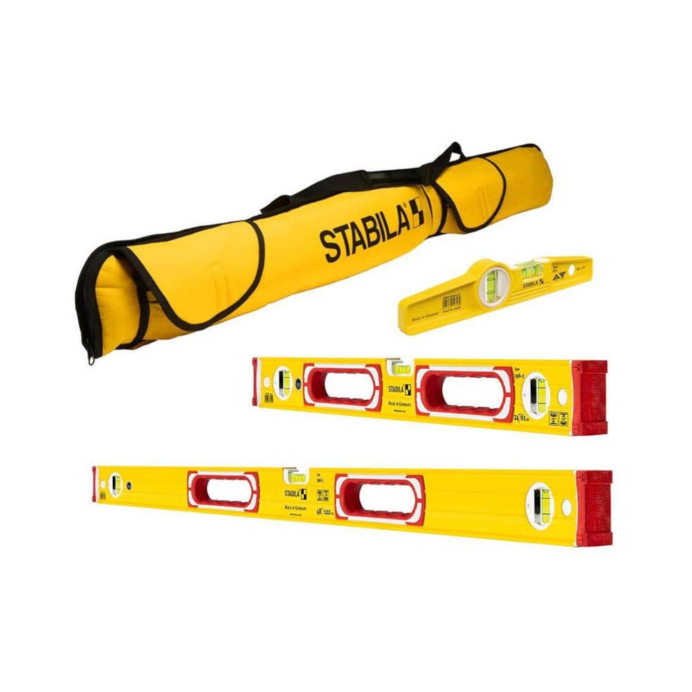 Stabila 48", 24", 10" Type 196 Classic Box Level Set w/Case | 48375