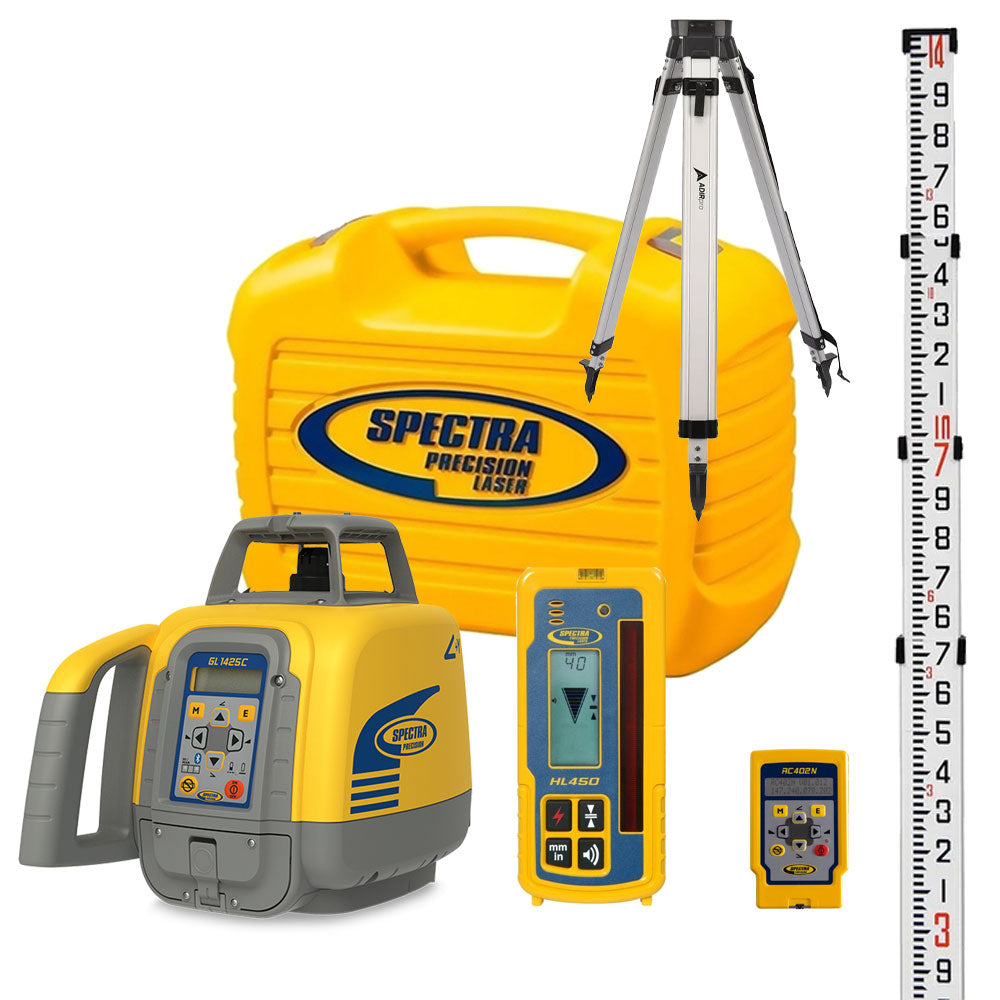 Spectra GL1425C Dual Grade Laser w/ HL760 Receiver, Tripod & High Quality Grade Rod