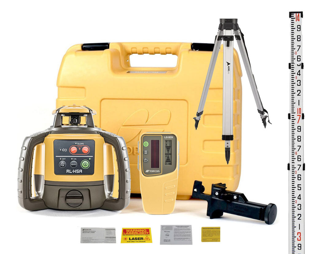 Topcon RL-H5A Rotary Laser w/ LS-80X Receiver, Tripod & Grade Rod