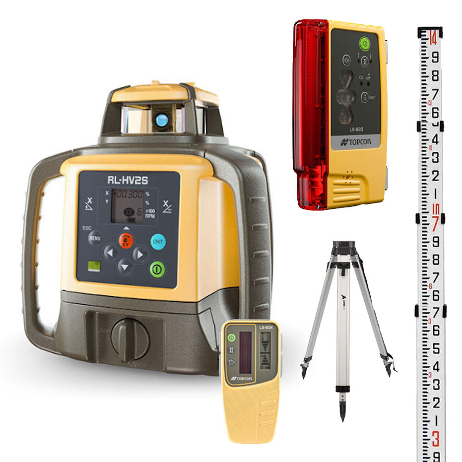 Mini Excavator Premium Grade Control Package - Topcon HV2s Grade Laser, LS-B20 Machine Control Receiver, and High Quality Tripod
