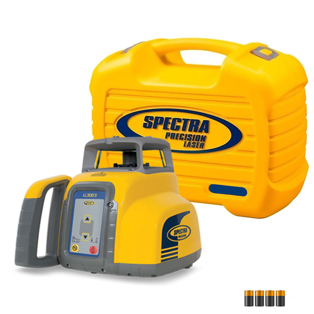 Spectra Rotary Laser All-in-One Kits - LL300S Manual Slope Laser w/ Receiver, Tripod, Grade Rod & All-in-One Case