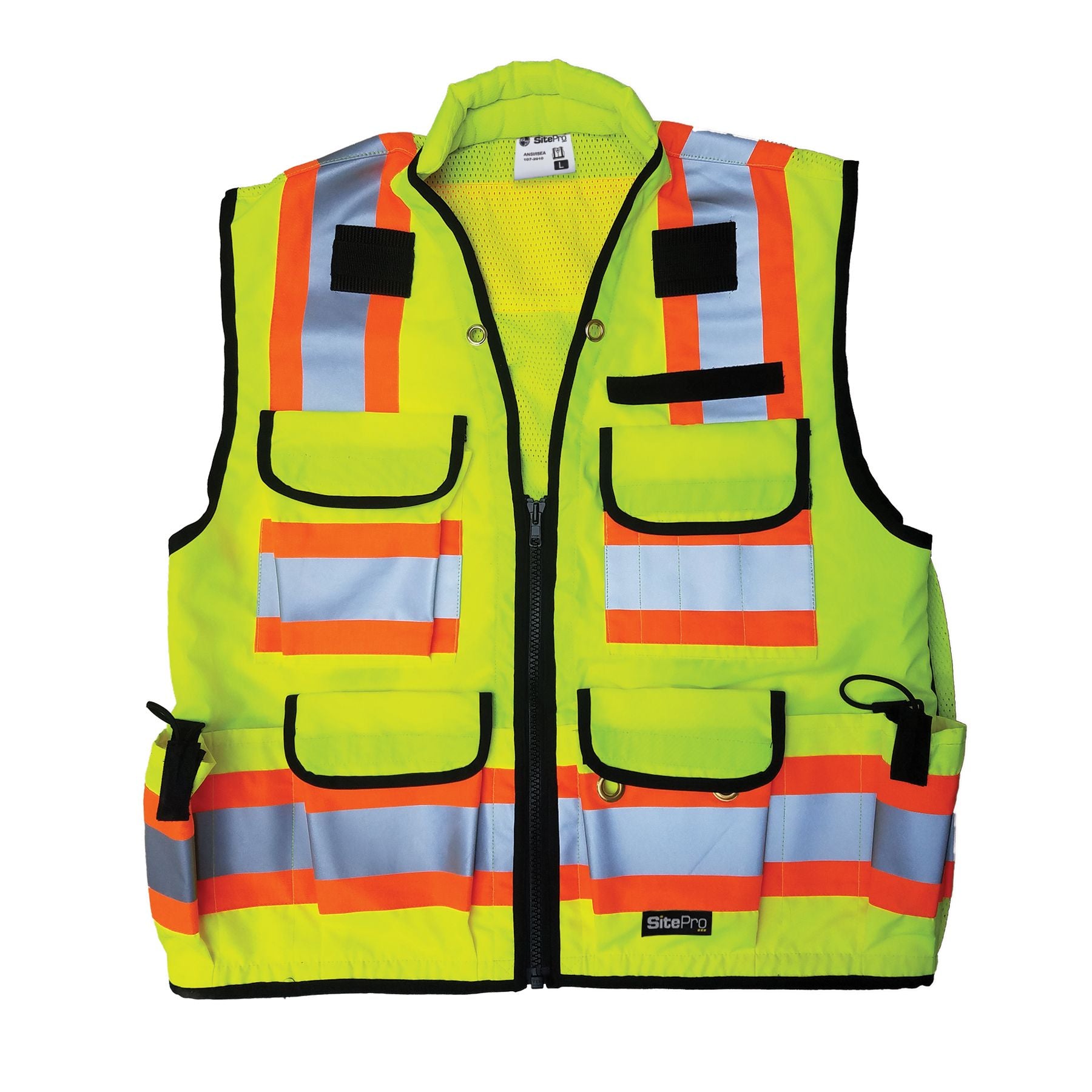 SitePro 23-750-FL-L Premium Surveyors Vest, Flo-Lime Class 2