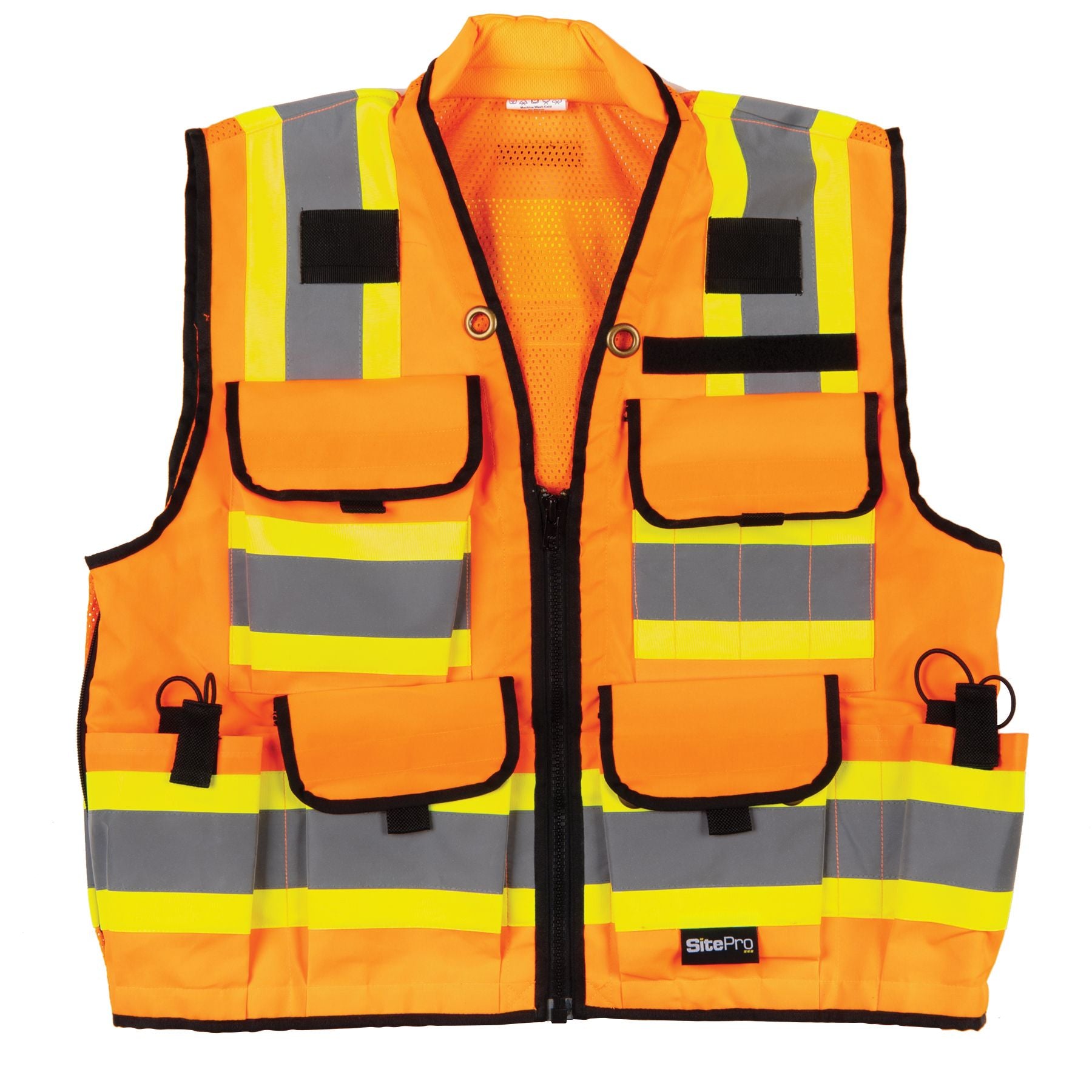 Sitepro 23-750-FO-L Premium Surveyors Vest, Flo-Orange Class 2