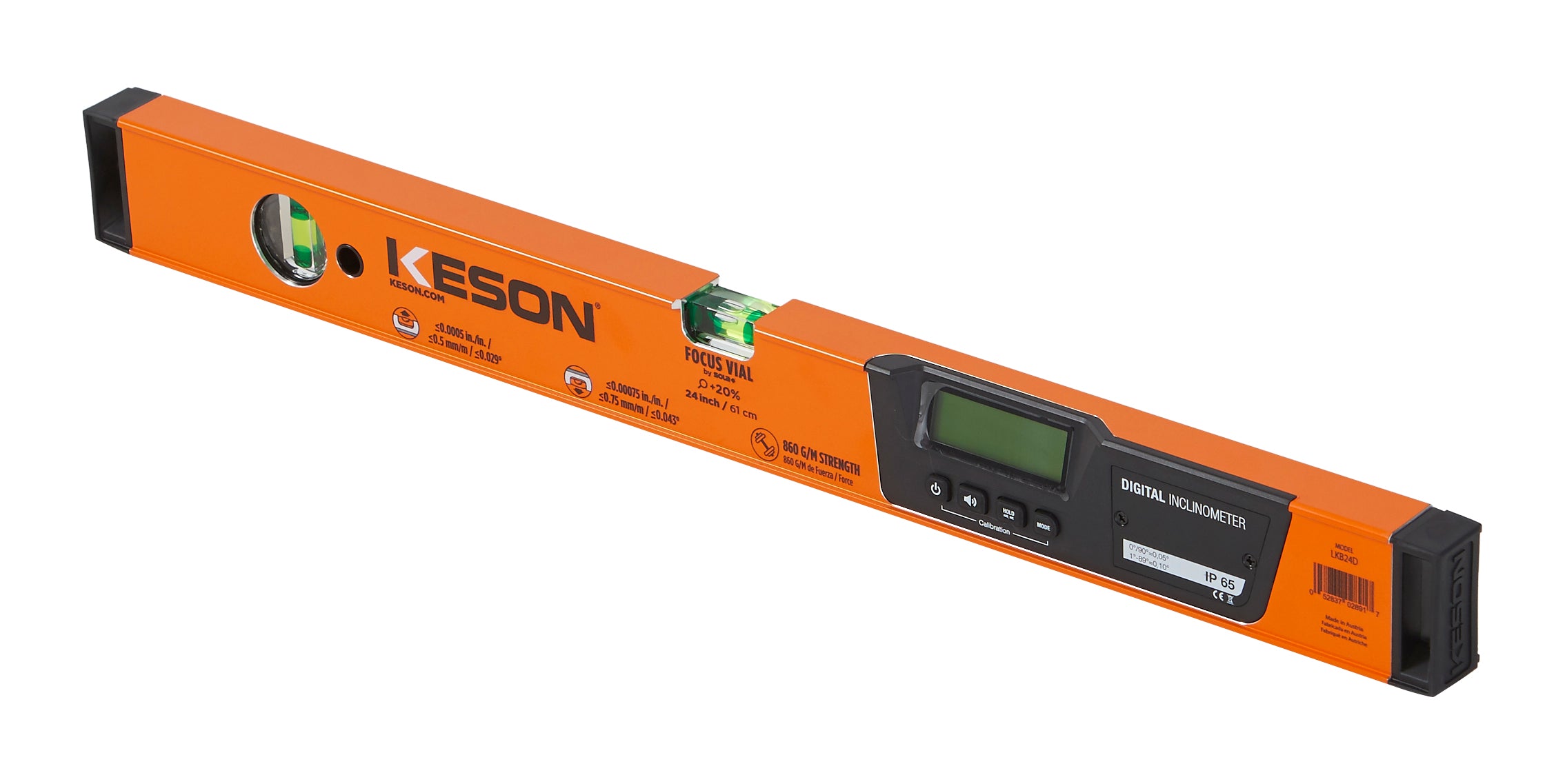 Keson LKB24D 24" Digital Box Beam, 2 FOCUS-20 Vials, w/ Bag