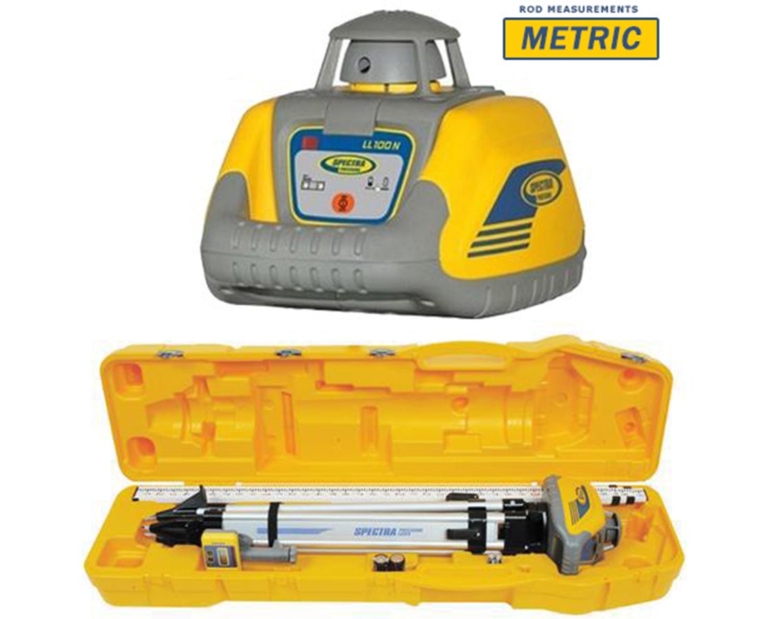 Spectra Precision LL100N-3 LL100N Self Leveling Rotary Laser With Tripod & 15' Grade Rod (Metric)