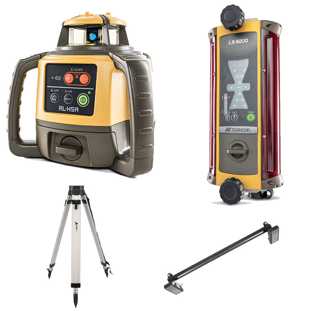 Excavator Machine Control Package - Topcon rl-H5A Rotary Laser, LS-B200 Machine Control Receiver, Magnetic Mount, and High Quality Tripod