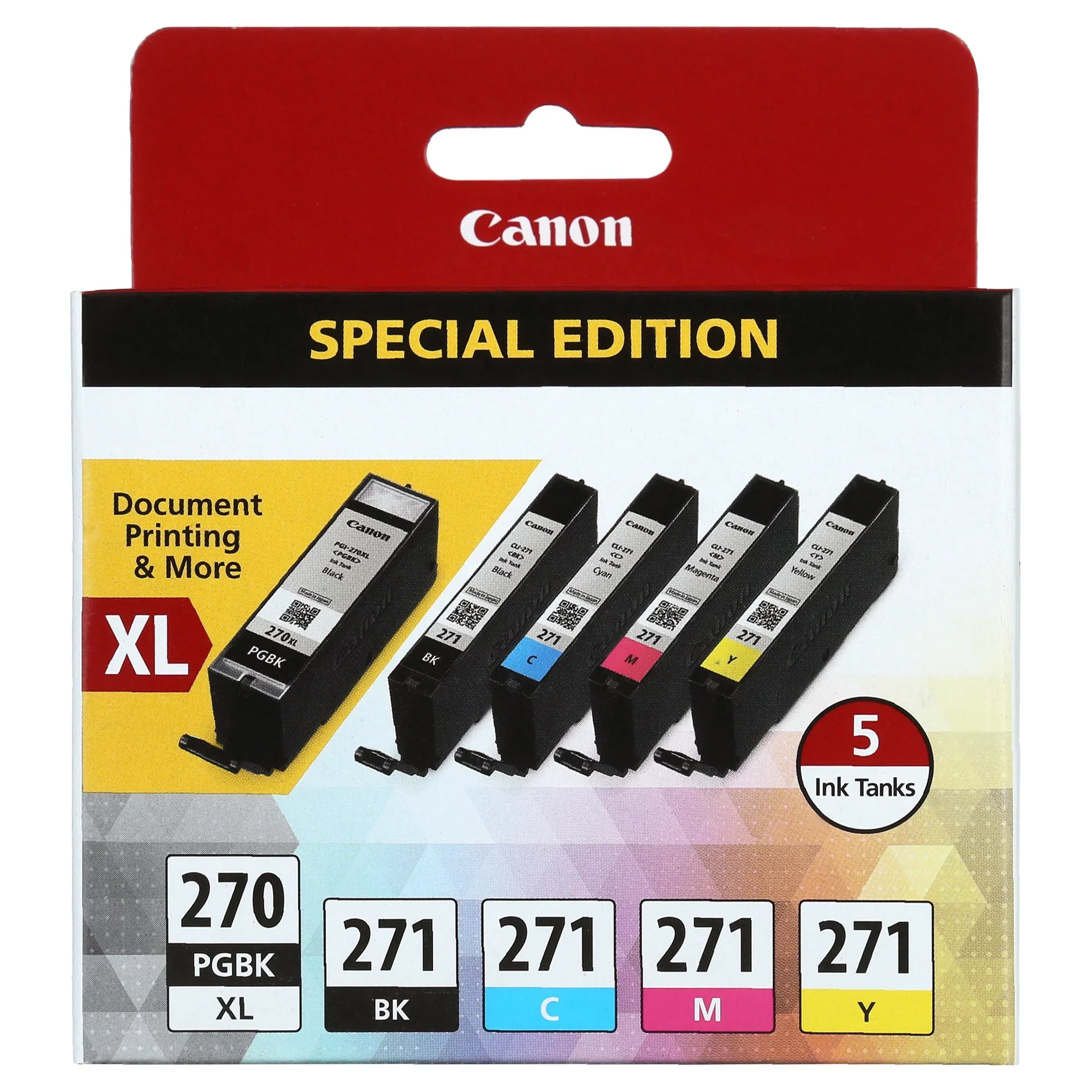 New, Pre-Owned - Canon PG-270XL Black and CLI-271 Black and color Ink Cartridges-5pack
