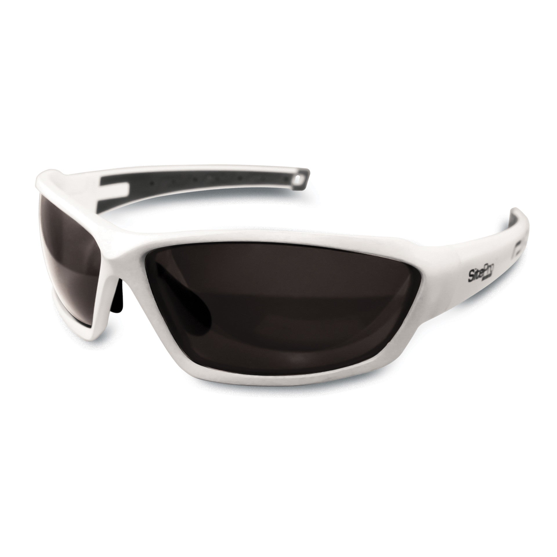 24-RS21W Safety glasses, white with non polarized smoke lens