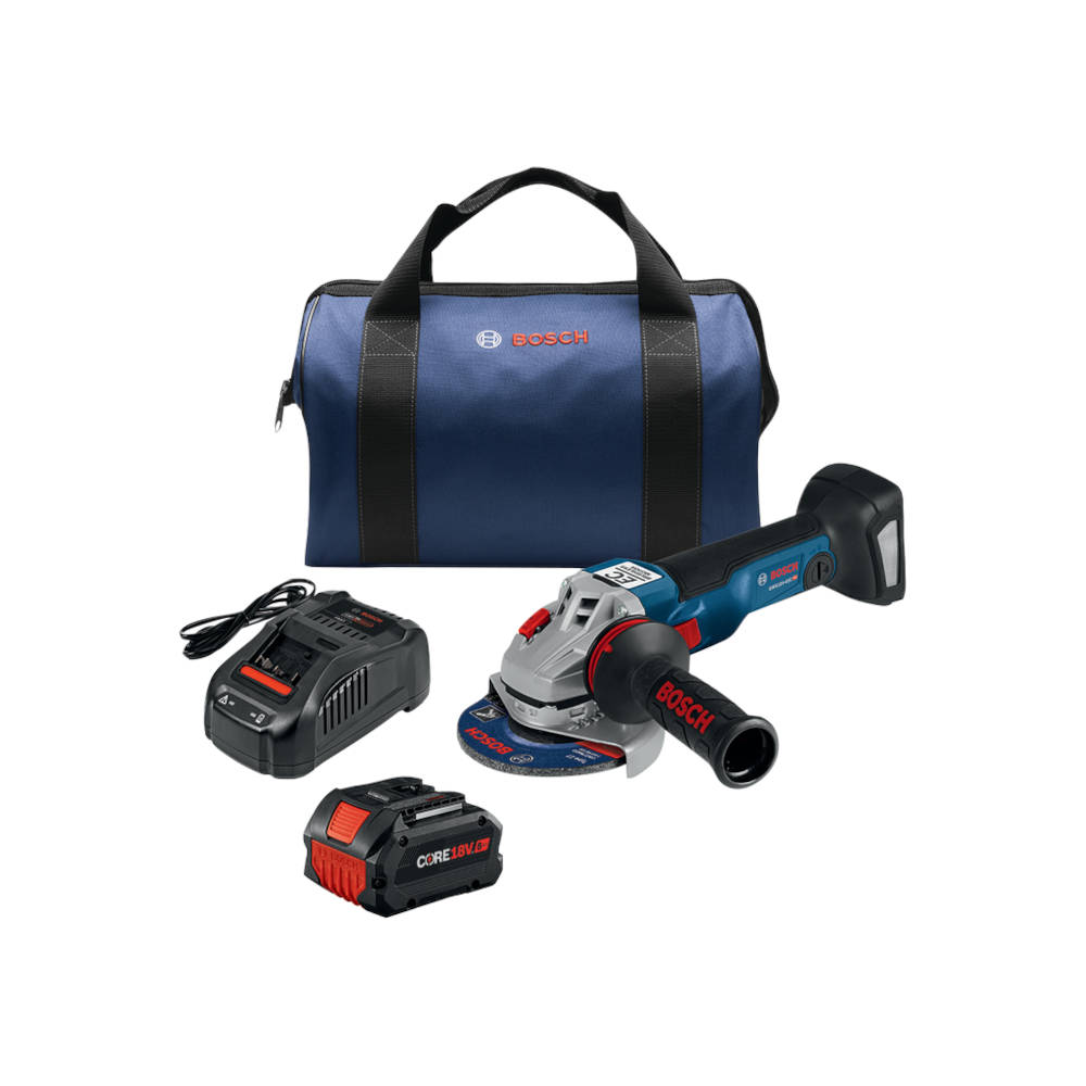 Bosch 18V Brushless 4-1/2 – 5 In. Angle Grinder Kit w/CORE18V® 8 Ah Battery | GWS18V-10B14