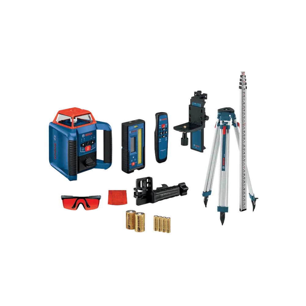 Bosch GRL2000-40HVK Rotary Laser w/LR20 Receiver, Tripod, and Grade Rod