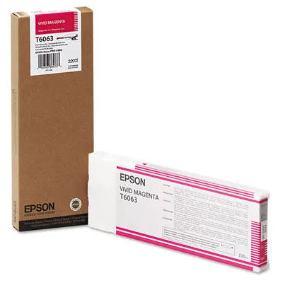 New, Pre-Owned - Epson (T6063) 220ml Vivid Magenta Ink Cartridge, T606300