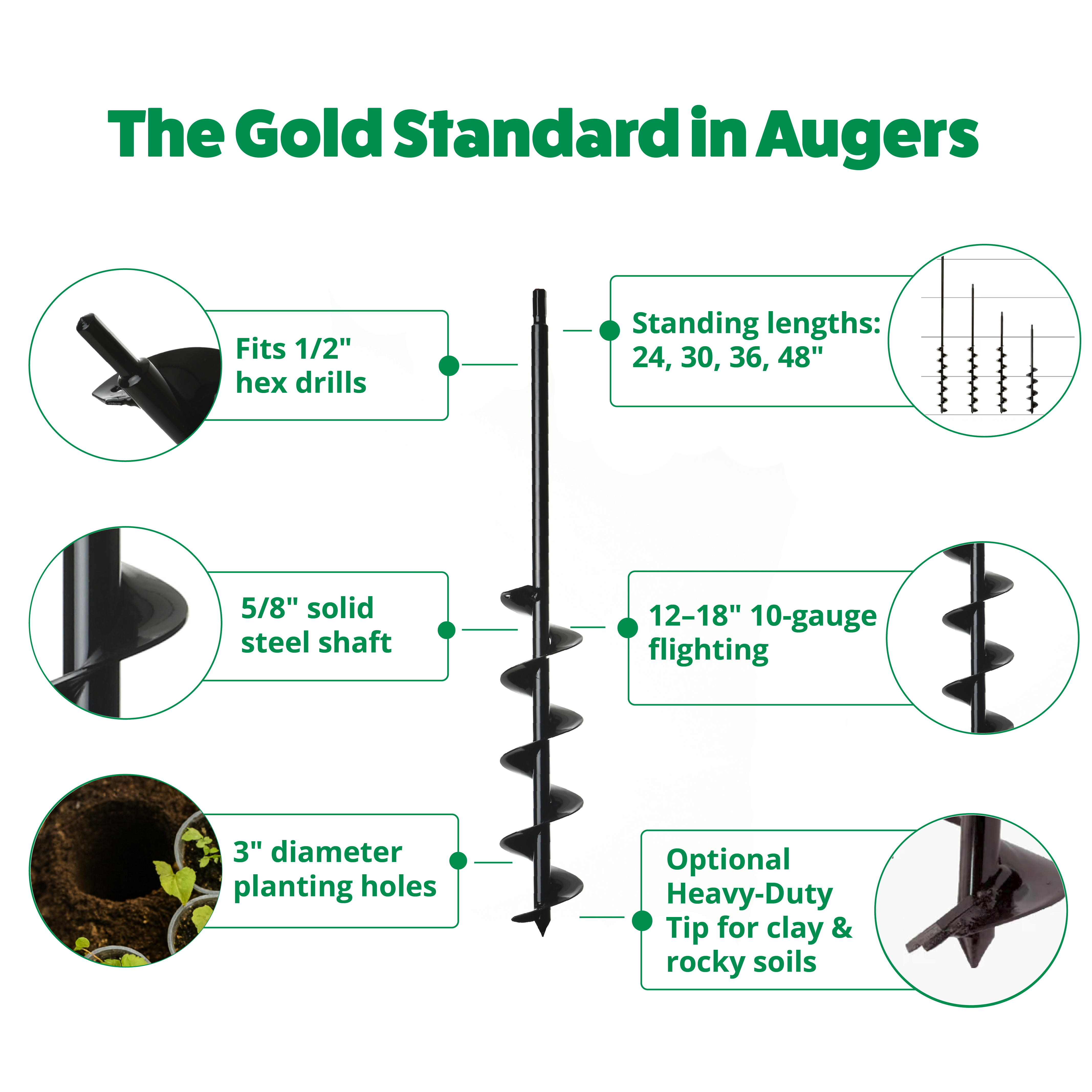 Extended Length Bulb Auger (3" x Standing Lengths)
