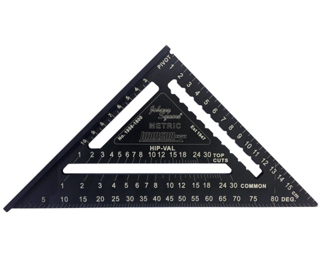 1956-1800 Johnson Level Johnny Metric Easy-Read Aluminum Rafter Square