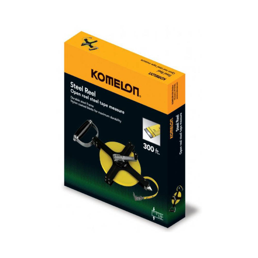 Komelon 300 ft Open Reel Steel Tape w/Metal Frame | N6300