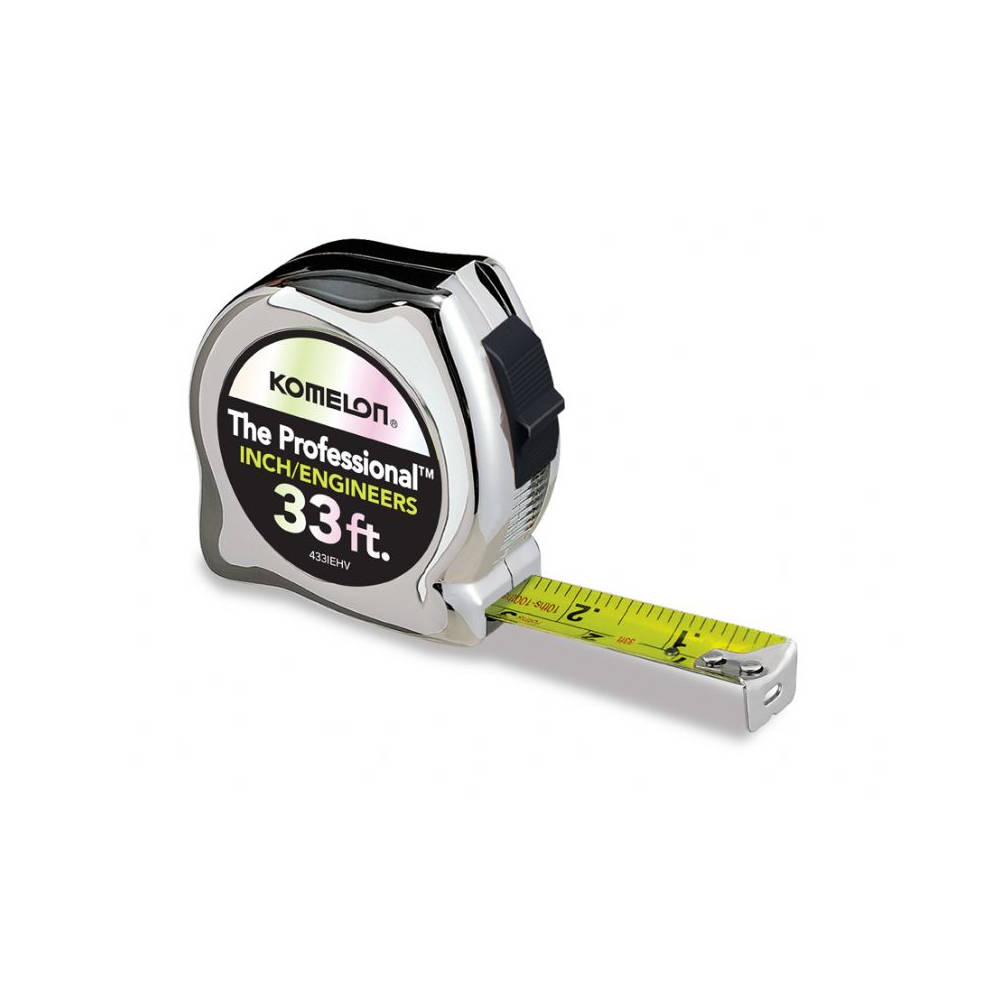 Komelon 33ft Chrome Engineers Power Tape Measure (Inches/Engineer) |  433IEHV