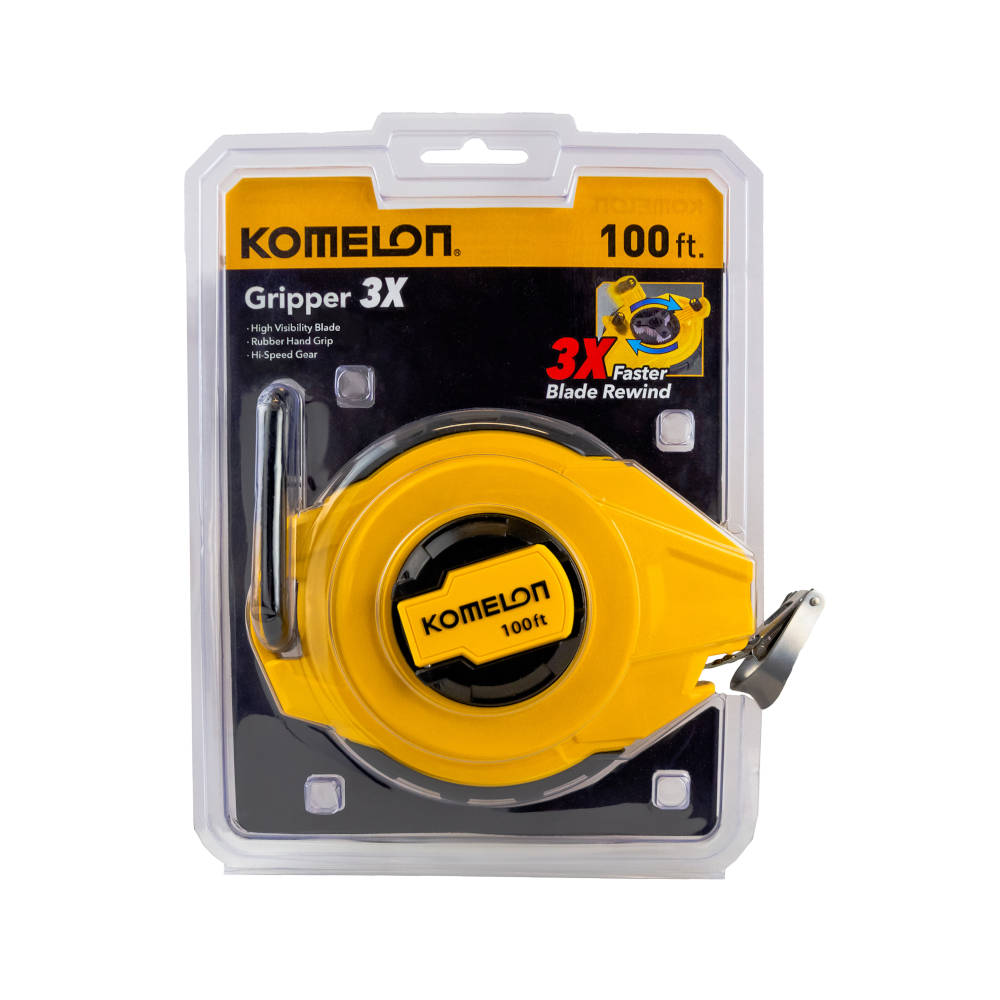 Komelon Gripper Evolution 100 ft Closed Case Long Steel Tape | 9911