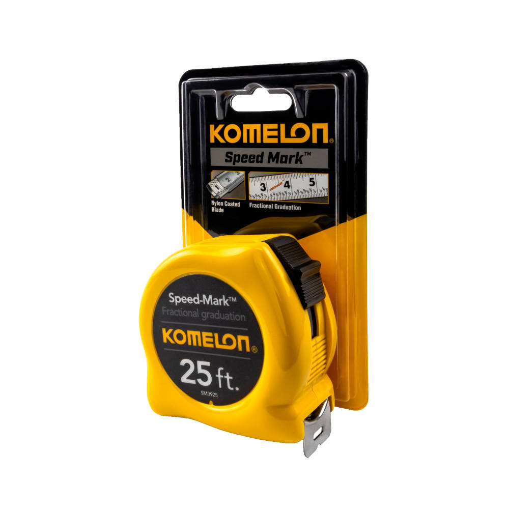 Komelon Speed Mark Series Tape Measure w/Yellow Case & Fractional Graduations