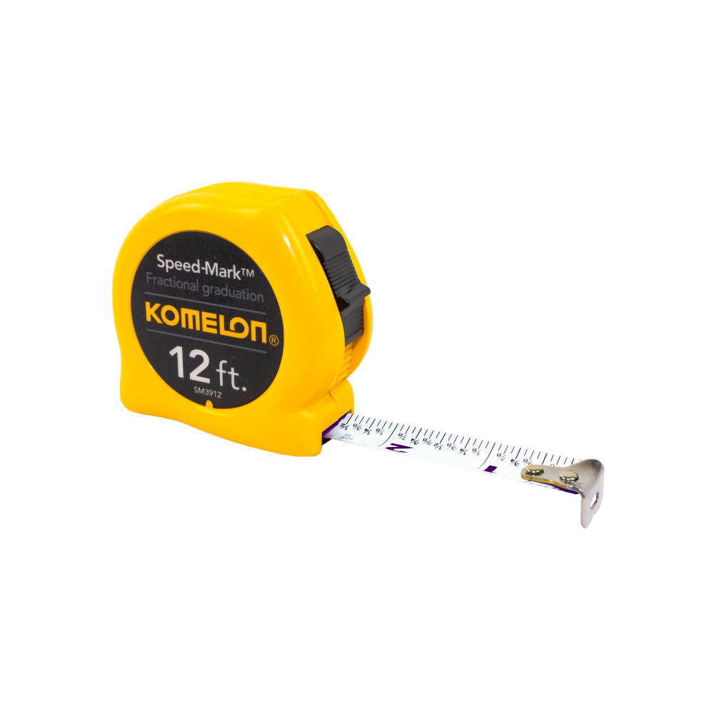 Komelon Speed Mark Series Tape Measure w/Yellow Case & Fractional Graduations