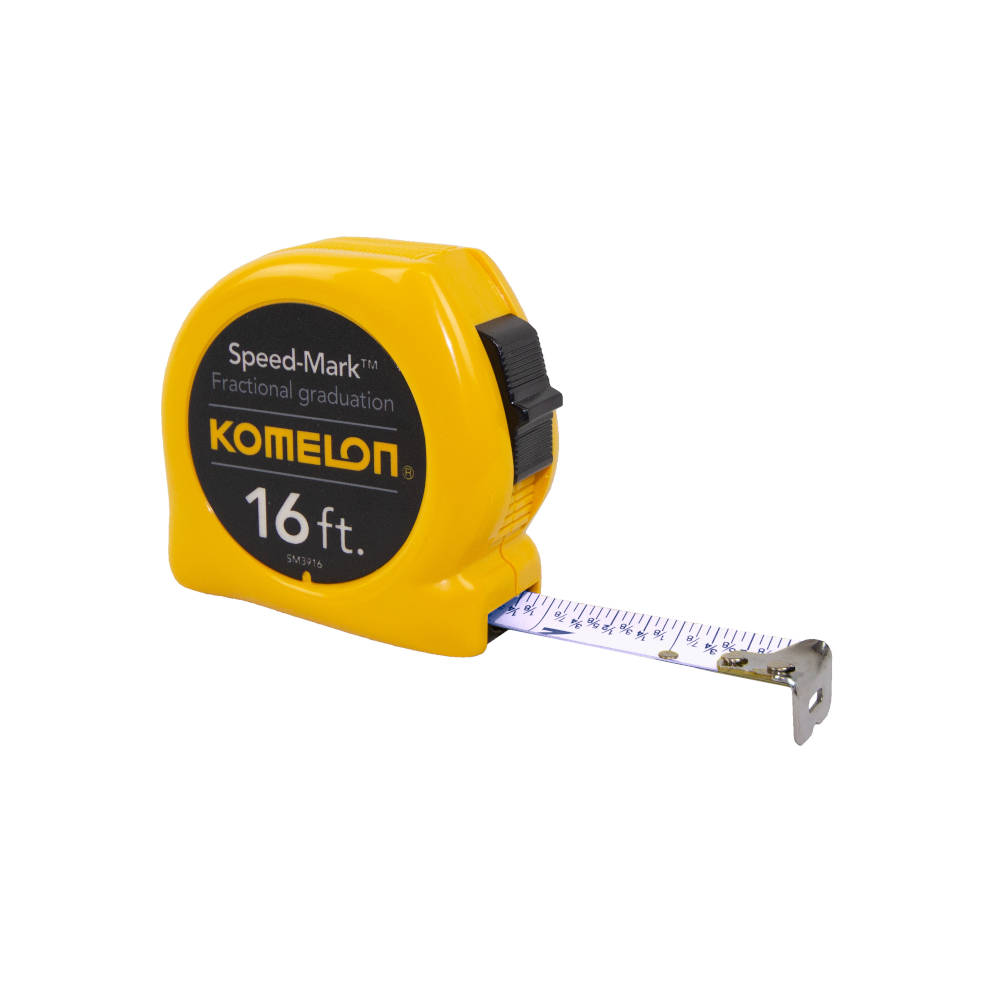 Komelon Speed Mark Series Tape Measure w/Yellow Case & Fractional Graduations