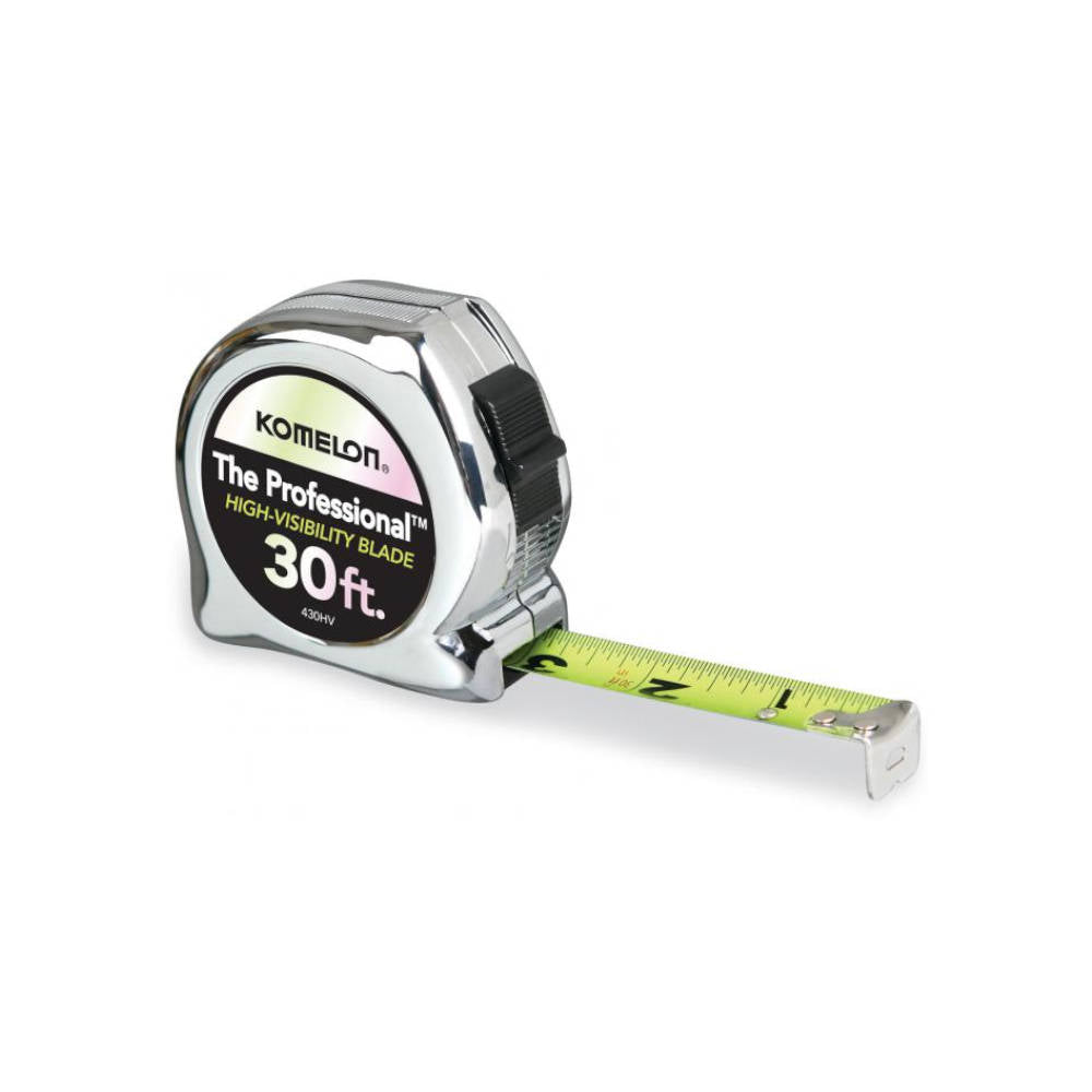 Komelon Chrome Professional Series with High Visibility Blade Tape Measure