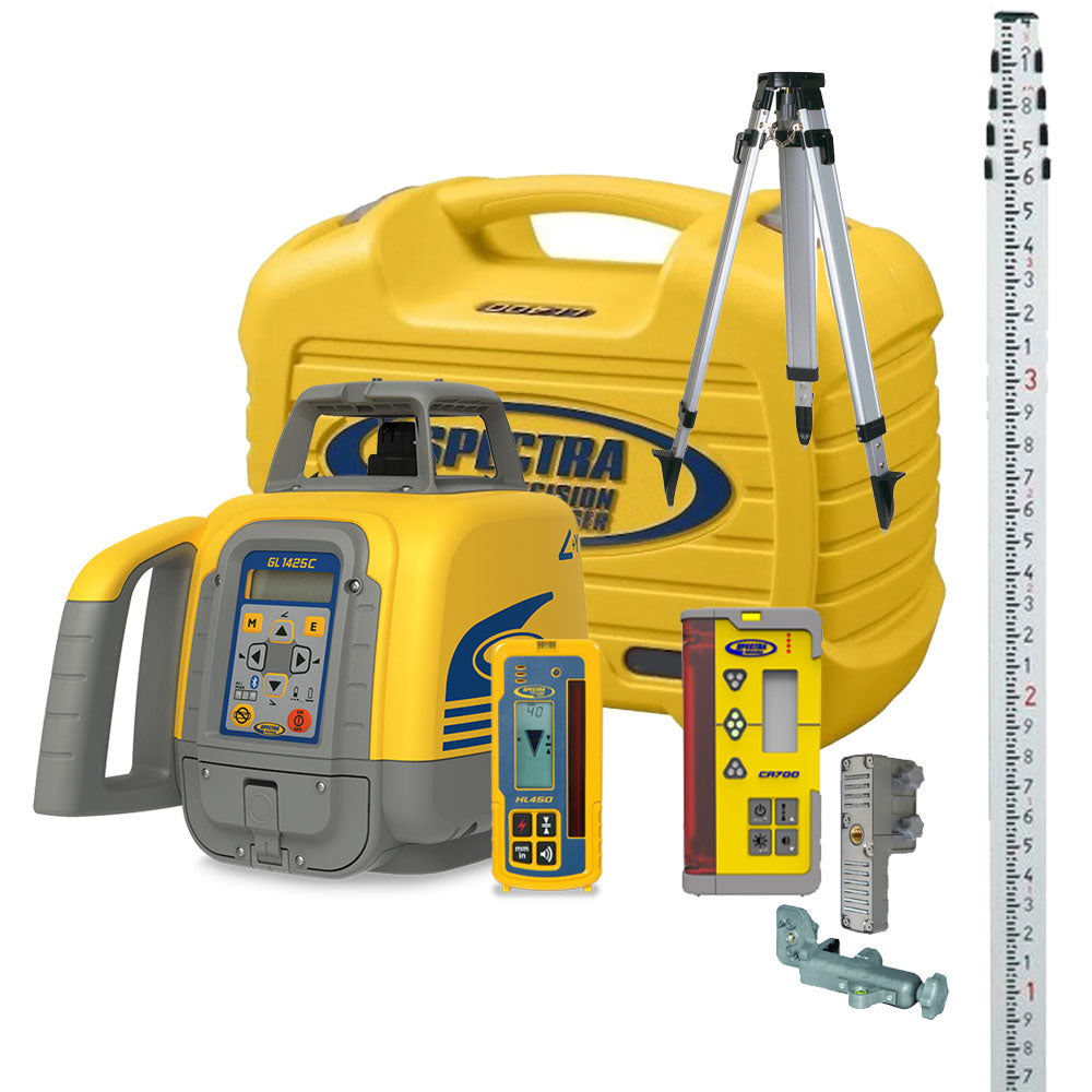 Mini Excavator Premium Grade Control Package -  Spectra GL1425C Grade Laser, CR700 Machine Control Receiver, and Tripod