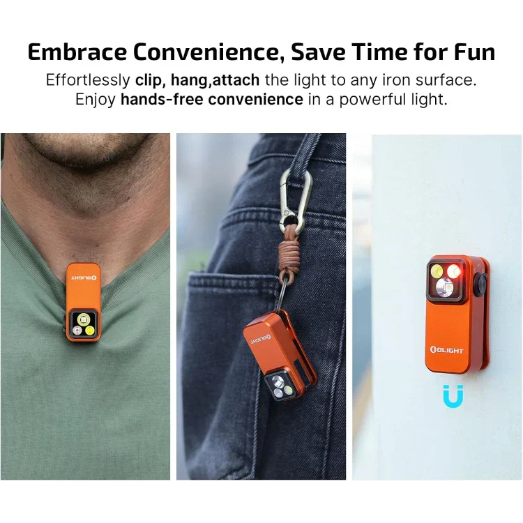 OLIGHT OCLIPPROOGC2M Oclip Pro Clip on Flashlight with Floodlight Spotlight and Red Light - Orange