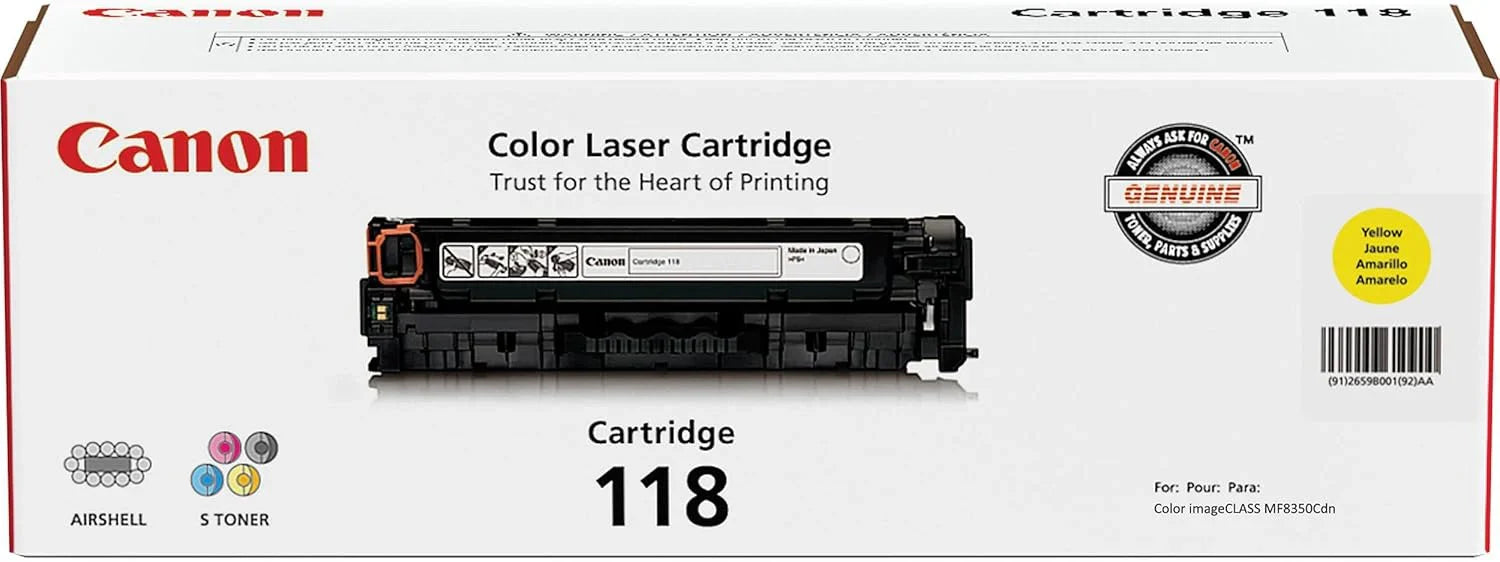New, Pre-Owned - Canon 118 High Yield Yellow Toner Cartridge, 2659B001AA